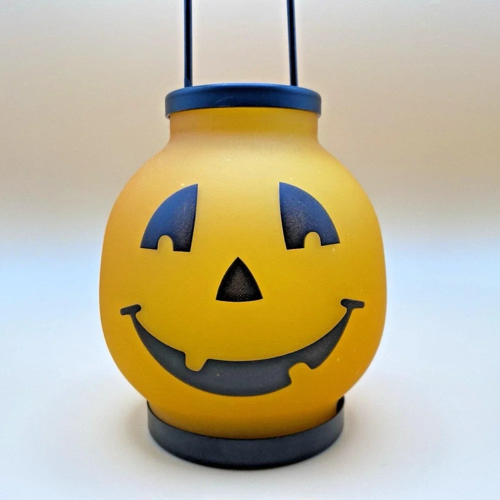 Vintage Hallmark Halloween Hurricane Tealight Candle Holder Glass And Metal